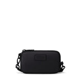 Dagne Dover Mara phone sling made of black neoprene, featuring a sleek design and front pocket for easy access.