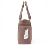 Dagne Dover Wade Diaper Tote bag in Dune color with multiple compartments and stylish design, perfect for parents on the go.
