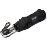 Black Davek Solo Umbrella open, showcasing its compact design and sturdy canopy, ideal for rain protection.