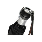 Black Davek Solo umbrella open, showcasing its compact design and sturdy frame, perfect for rain protection.