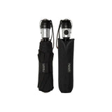 Black Davek Solo umbrella open, showcasing its compact design and sturdy frame, perfect for rain protection.