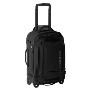 Black Eagle Creek Gear Warrior XE 2-Wheel Convertible Carry-On Luggage with sturdy handle and four wheels, ready for travel.