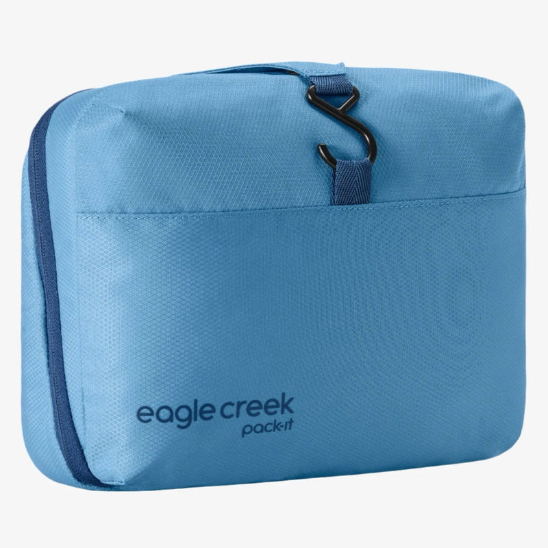 Blue Eagle Creek PACK-IT™ Hanging Toiletry Kit with multiple compartments for travel organization and convenience.
