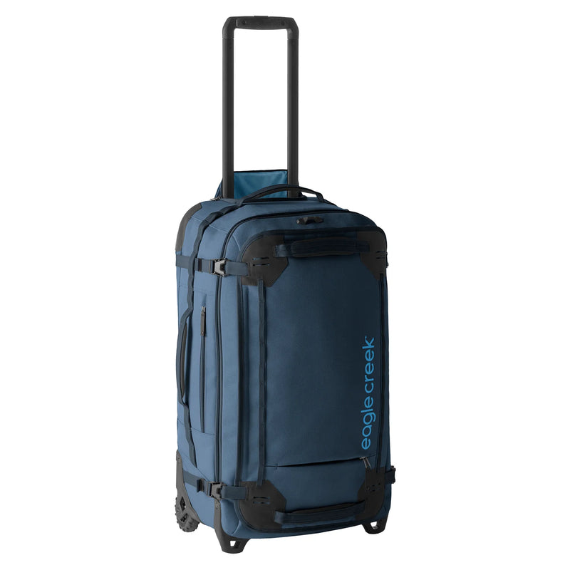 Blue Eagle Creek Gear Warrior XE 2-Wheel 27-inch luggage with sturdy wheels and durable fabric for travel.