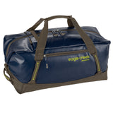 Eagle Creek Migrate Duffel 60L in black with sturdy handles, side zipper pocket, and durable fabric for travel storage