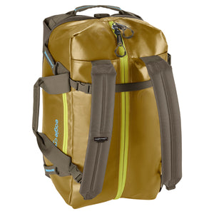 Eagle Creek Migrate Duffel 40L in black, showing durable fabric, zippers, and carrying handles for versatile travel storage.