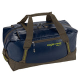 Eagle Creek Migrate Duffel 40L in black with adjustable shoulder strap and multiple compartments for travel storage.