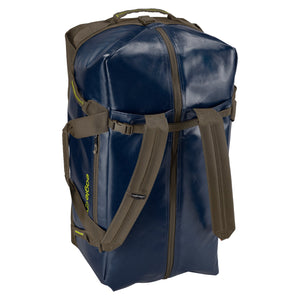 Eagle Creek Migrate Duffel 90L in black, showing the spacious main compartment, sturdy handles, and durable fabric for travel.