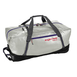 Eagle Creek Migrate Wheeled Duffel 110L with durable wheels, sturdy handle, and spacious main compartment for travel gear.