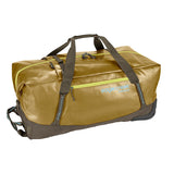 Eagle Creek Migrate Wheeled Duffel 110L with sturdy wheels and durable fabric, designed for easy travel and heavy loads.