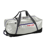 Eagle Creek Migrate Wheeled Duffel 130L in black with large wheels and extendable handle, spacious travel luggage for heavy packing.