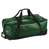 Eagle Creek Migrate Wheeled Duffel 130L in black with wheels and handles, spacious travel duffel bag for durable luggage.