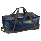 Eagle Creek Migrate Wheeled Duffel 130L in black, showing its large size and durable wheels for travel and outdoor use