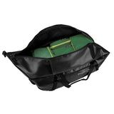 Eagle Creek Migrate Wheeled Duffel 130L in black with wheels and telescoping handle for easy travel and heavy packing.