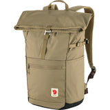 Fjallraven High Coast Foldsack 24 backpack in black with adjustable shoulder straps and front zipper pocket.