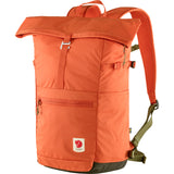 Fjallraven High Coast Foldsack 24 backpack with multiple compartments, black nylon material, and adjustable shoulder straps.