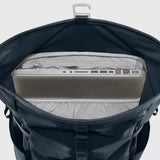 Fjallraven High Coast Foldsack 24 backpack in black, showing the compact design and adjustable shoulder straps.