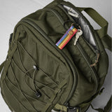 Fjallraven Skule 28 backpack in dark color, showing front view with straps and zipper compartments.