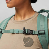 Fjallraven Kanken Outlong backpack in durable fabric with adjustable straps and logo patch, designed for outdoor use.