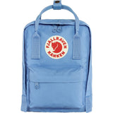 Fjallraven Kanken Mini backpack in classic design with top handle and adjustable shoulder straps, made of durable material.