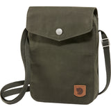 Fjallraven Greenland Pocket Bag in deep forest green, a compact crossbody bag with adjustable strap and front pocket.