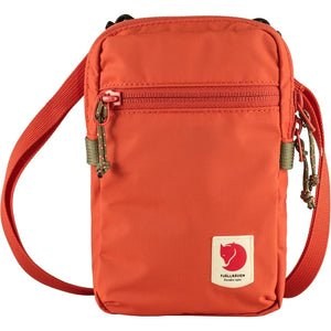 Fjallraven High Coast Pocket crossbody bag in Rowan Red with adjustable strap and compact design.