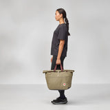 Fjallraven High Coast Tote 30 in black, durable canvas tote bag with leather handles and spacious interior, outdoor-ready design