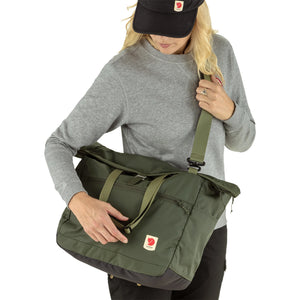 Fjallraven High Coast Tote 30 in neutral color, showing its spacious fabric interior and sturdy handles for daily use.