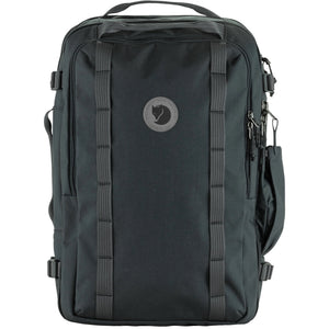 Fjallraven Farden Carry-on Pack in coal black, a durable travel backpack with multiple compartments and padded straps for comfort.