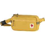 Green Fjallraven High Coast Hip Pack showing adjustable waist strap and compact design for outdoor use