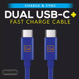 Go Travel dual USB-C connector cable with two USB-C ports for fast charging and data transfer.