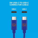 Go Travel dual USB-C connector cable shown, designed for charging and data transfer with compatible devices.