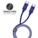 Go Travel dual USB-C connector cable showing two USB-C ports for charging and data transfer.