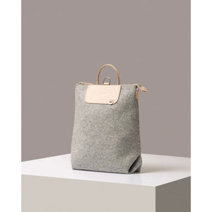 Graf Lantz Bedford Merino Wool Backpack in granite color, featuring a stylish and functional design with leather accents.