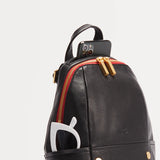 Hammitt Hunter Med Backpack in black leather with adjustable shoulder straps and front pocket, stylish and functional for daily use.