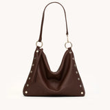 Black Hammitt Kyle Lrg handbag with brushed gold hardware, featuring sleek design and structured silhouette.