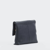 Hammitt VIP Med black leather wallet with silver hardware, featuring multiple card slots and a sleek, compact design.