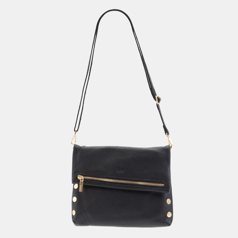 Hammitt VIP Med black leather tote bag with silver hardware and spacious interior, stylish and versatile for everyday use.