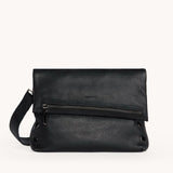 Hammitt VIP Med leather handbag featuring sleek design and silver hardware, medium size, stylish accessory for everyday use.