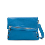 Hammitt VIP Med leather handbag with silver hardware and adjustable shoulder strap, shown in a close-up image.