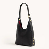 Hammitt Tim Med handbag in black leather with silver hardware, medium size, stylish and functional accessory.