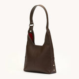 Hammitt Tim Med leather handbag with silver hardware, featuring structured design and adjustable shoulder strap.
