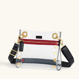Hammitt Tony Small handbag with clear black and brushed gold accents, featuring a sleek, compact design and gold hardware.