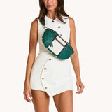 Hammitt Charles Crossbody large handbag with adjustable strap, black leather, and silver hardware, stylish and functional accessory.