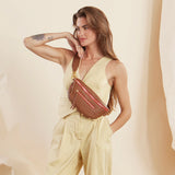 Hammitt Charles Crossbody Bag in Mahogany Pebble leather with silver hardware, showing the bag's front view and adjustable strap.