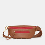 Hammitt Charles Crossbody Bag in mahogany pebble leather with adjustable strap and silver hardware, medium size.