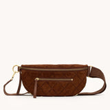 Hammitt Charles Crossbody Med bag in black leather with silver hardware, showcasing its compact design and adjustable strap.