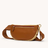 Hammitt Charles Crossbody Med bag with leather strap and silver hardware, shown in brown leather.