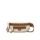 Hammitt Charles Crossbody Med bag in tan leather with silver hardware, showcasing its compact, stylish design and adjustable strap.