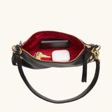 Hammitt Kyle SML black crossbody bag with brushed gold hardware, featuring sleek design and adjustable strap.